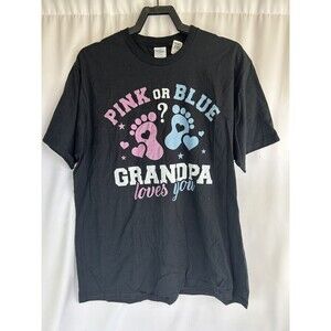 Pink Or Blue Grandpa Loves You Baby Shower Gender Reveal  T-Shirt XL